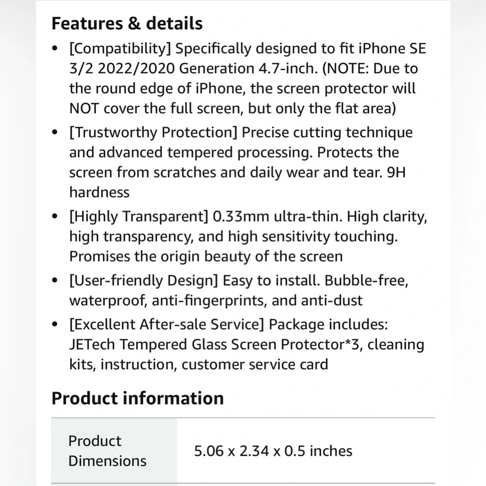 JETech Screen Protector Pack of 3 NIB